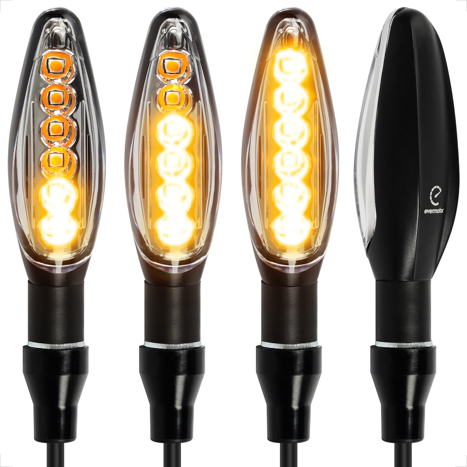 evermotor バイク ウインカー 流れるウインカー led ウインカー バイク E32認証 12V 汎用 防水 アンバー 高輝度 4個セット の商品画像