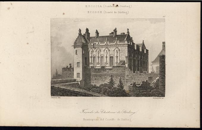 Amazon Com Facade Stirling Castle Scotland 1844 Antique Engraved Print Entertainment Collectibles
