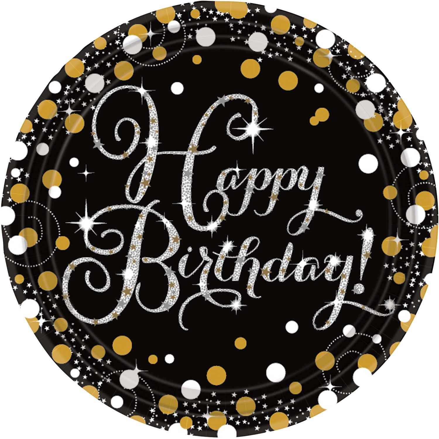 Gold Celebration Paper Plates 23cm
