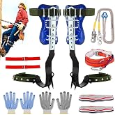 Homaisson Tree Climbing Spikes Set, Adjustable Tree Climbing Spikes, Portable Tree Climbing Gears with Safety Belt, Climbing Tool for Hunting Observation, Fruit Picking
