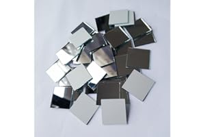 MEYA Set of 100pcs Small Square Glass Crafts, Real Glass Mirror Mosaic Tiles (2x2CM)