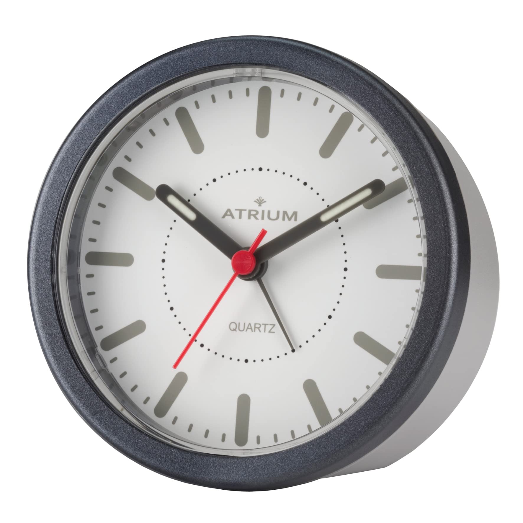 Atrium A261-4 Modern Design Alarm Clock Analogue Quartz without Ticking with Light and Snooze Grey Anthracite Round