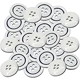 24 Pcs White Buttons for Sewing 0.6 inch with Navy Round Buttons for Dress 4 Hole 24L Round Plastic Sew on Heavy Duty Bulk Ideal for Shirt Skirt Pants Dress Uniform Craft DIY Project Decor