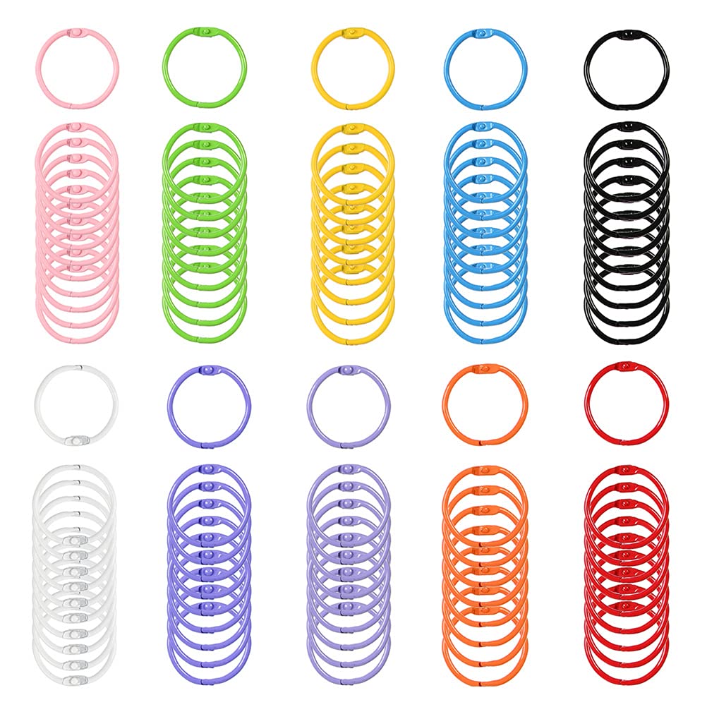 Pack of 100 Colourful Book Binder Rings Key Rings Keychain Rings Binder for Loose Leaf ConnectorBinder RingsColourful Book Binder Metal Book Rings Binder Loose Leaf Key