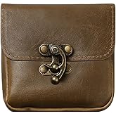 CALFOVERA Brown Medieval Belt Pouch PU Leather Viking Waist Bag Vintage Renaissance Steampunk Fanny Side Pack Carry Buckle Belt Purse Pocket Travel Wallet Latch Clasp for LARP Casual Hiking Costume