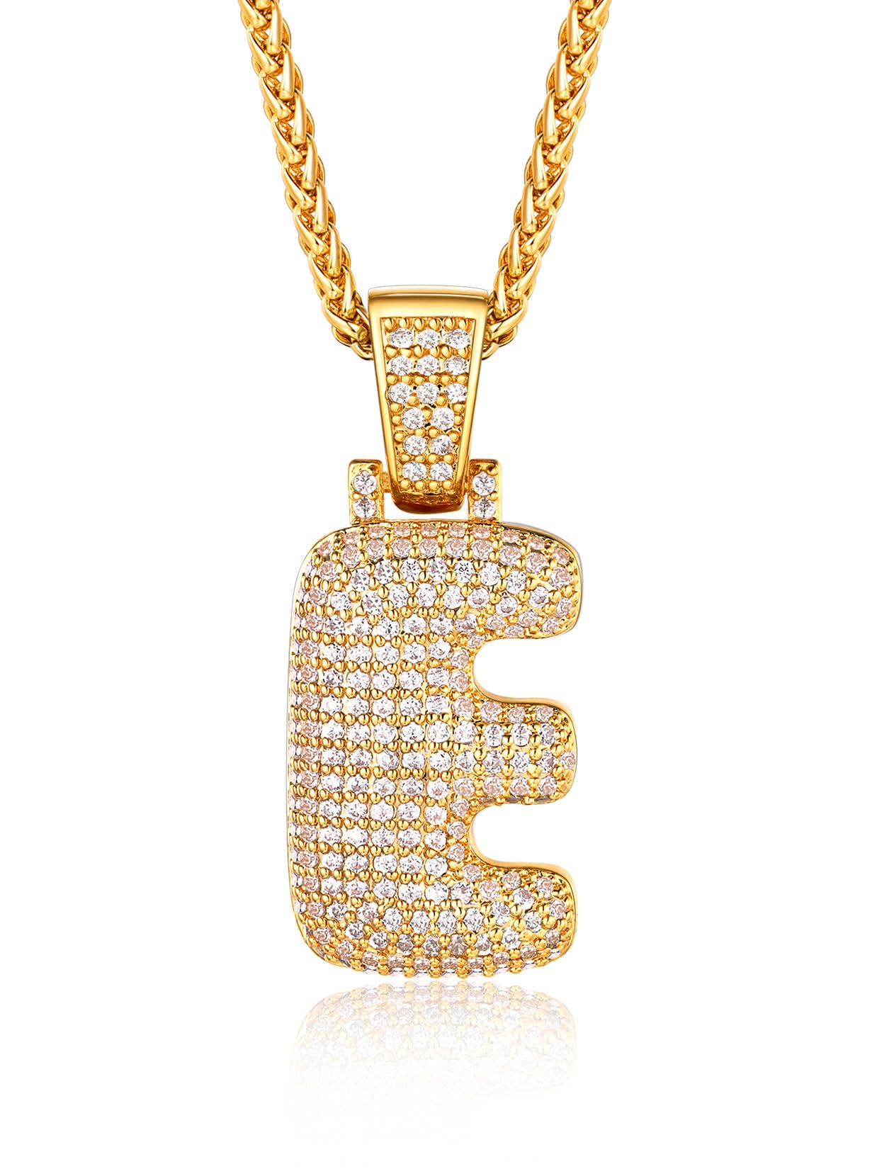 U7 Chunky Letter E Pendant Initial Necklace Men's Jewellery