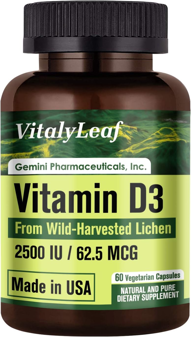 VitalyLeaf Vitamin D32500 IU Best Natural D3 Supplement for Healthy Muscle
