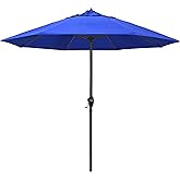 California Umbrella 9' Round Aluminum Bronze Auto Tilt in Cabana Regatta