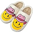 KEYUSHOP Happy Face Slippers for Kids Smile Face House Slippers Soft Plush Warm Preppy Slipper Anti-Slip Winter Fuzzy House Shoes for Toddler Girls
