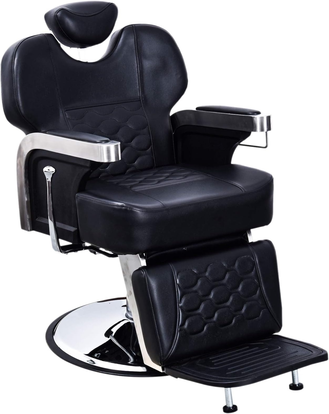BarberPub Classic Reclining Barber Chair Heavy-Duty Hydraulic Pump Metal Frame All Purpose Barber Chair for Hair Stylist Salon & Spa Equipment 2918 Black