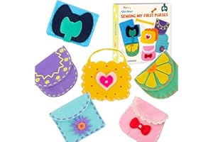 IROLEHOME 6 Pcs Soft Felt Sewing Kit for Kids, Purses DIY Arts & Craft Kit for Beginners, Sew Your Own Handbag Projects Gifts for Girls Boys Fine Motor Travel Toys