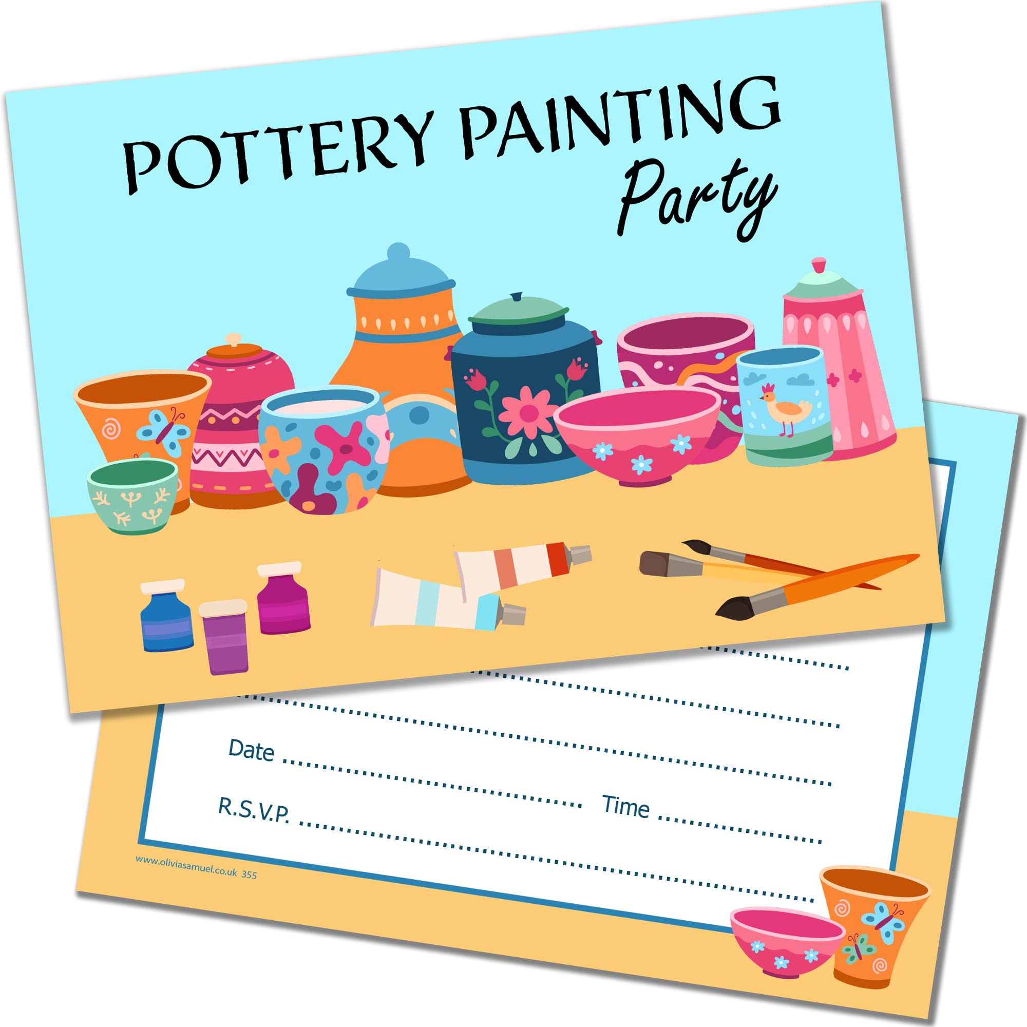 Olivia Samuel 20 x Pottery Painting Party Invites from A6 Double Sided Cards with Envelopes