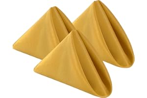 Bailarina Cloth Napkins Set of 120,17x17 inches Dinner Napkins Cloth Washable,Polyester Square Table Cloth Napkin Bulk with Hemmed Edges Ideal for Banquets, Parties and Weddings-Gold