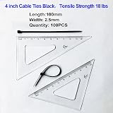 Yaluzibi 4 Inch Cable Ties Black 100 Pack 2.5mm x 100mm 18 lbs UV Resistant view 2