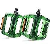 XIFOWE Vintage Bike Pedal for Mountain Bikes, Cruiser Bikes... | Dual DU Bearings Alloy Steel Center Shaft, with Reflective Strips, Translucent Design, Non-Slip Spikes Wide Pedals