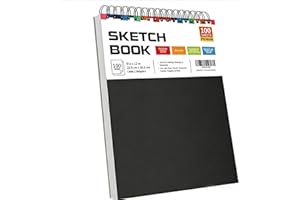 Suokata 9" x 12" Sketch Book, 100 Sheets Top Spiral Bound Sketchbook with Acid-Free 68lb/100gsm Thick Drawing Paper, Art Sket