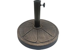 T&Jero 31 lb Heavy Duty Round Resin Patio Market Table Umbrella Base Stand Weight for Outdoor, Bronze