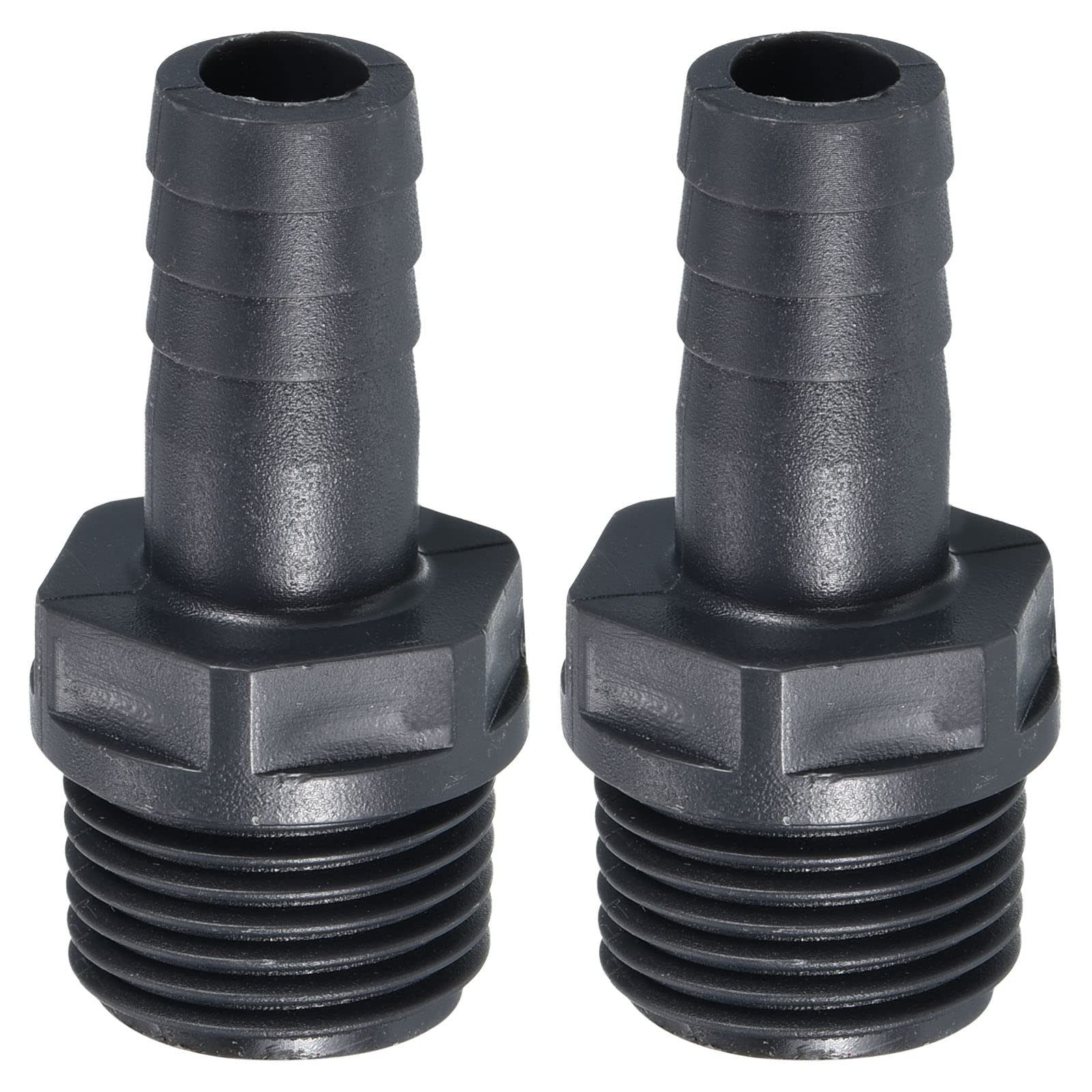 PATIKIL UPVC Barb Hose Fitting, 2 Pack 12mm Barbed G1/2 Male Thread Pipe Connector Adapter Quick Fittings for Water Fuel Air, Gray