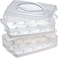 Snapware Snap 'N Stack Portable Storage Carrier with Lid for Eggs, BPA-Free Egg Holders, Dessert Carrier with Stackable Trays