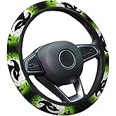 GENANY Green Horror Sack Steering Wheel Cover, Non-Slip Neoprene Car Steering Wheel Cover, Breathable Steering Wheel Covers, Sweat-Absorbing, Halloween Car Decor