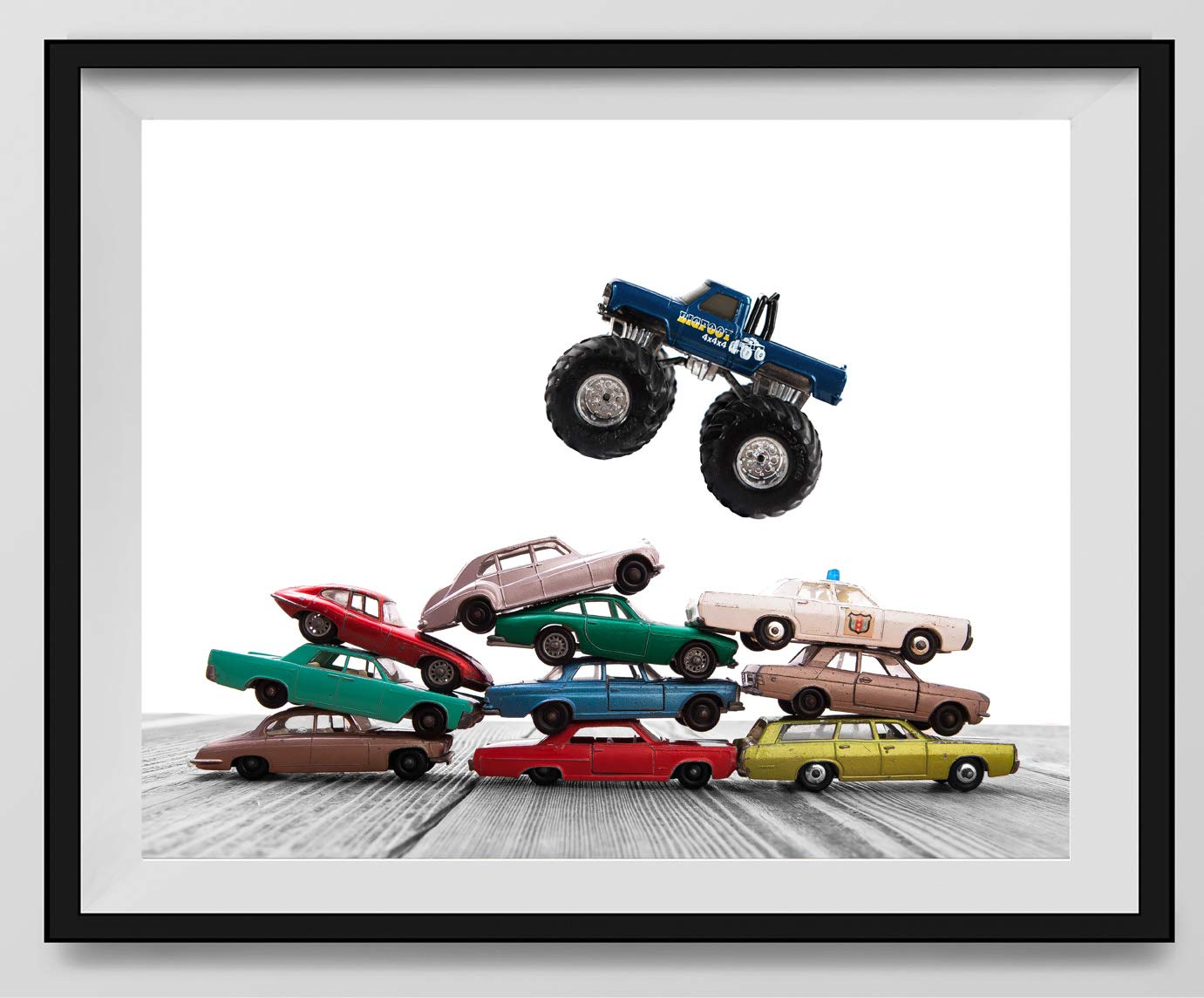 Amazoncom Vintage Monster Truck Jump Flying Blue Ford Jump