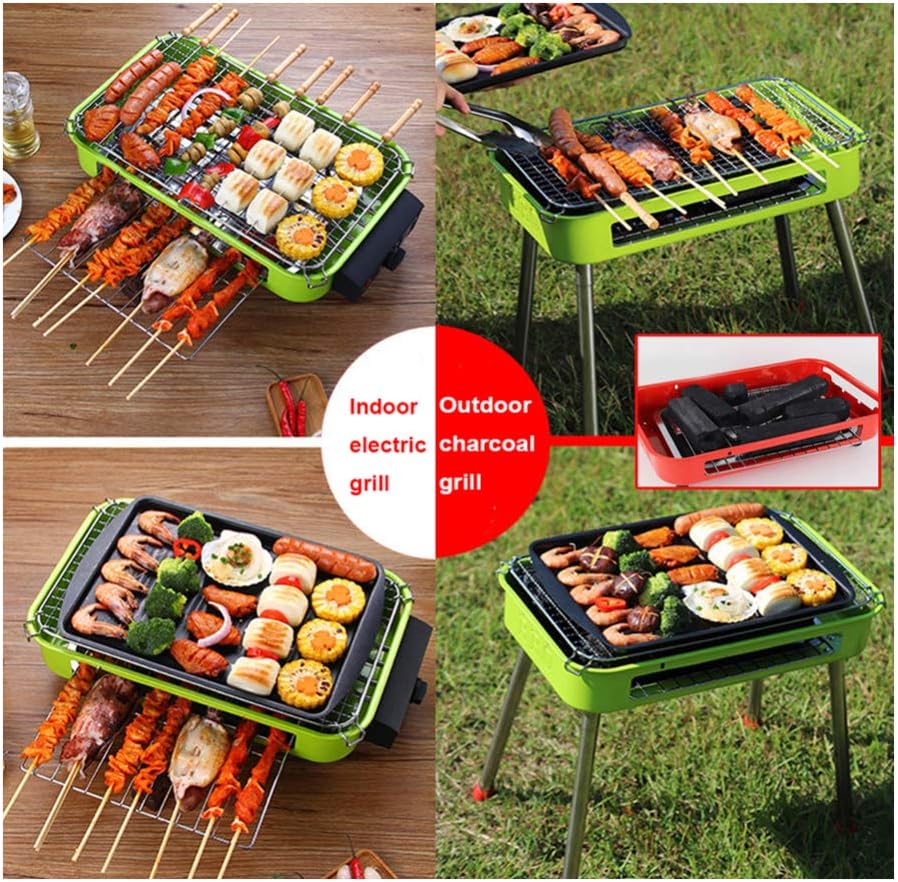 review Indoor Portable Electric Barbecue Grill Smokeless BBQ Grilling Table Adjustable Temperature 1800w High Power Fit Home Dinner Camping Travel Hiking (2-6 People Use)