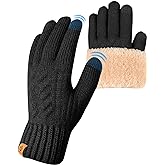 ARFNKIM Thermal Winter Gloves-Fleece Lining Touch Screen Knit Stretchy Warm Gloves for Running Cycling Riding- Men Women
