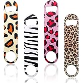 4 Pcs Flat Bottle Opener Heavy Duty Stainless Steel Opener,Leopard Print | 7 Inches Beer Flask Tools ​for Kitchen, Rustproof Metal Tool for Bar/restaurant, Easy Grip Flat Design