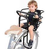 Bwcece Upgraded Rear Child Bike Seat,Back Mount Kid's Bike Seat with Foot Pedals Back Rest Handrail, Designed for Children Aged 18 Month to 8 Years Old,Easy Installation