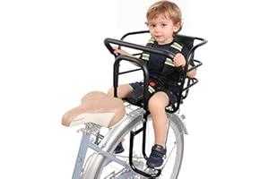 Bwcece Upgraded Rear Child Bike Seat,Back Mount Kid's Bike Seat with Foot Pedals Back Rest Handrail, Designed for Children Ag