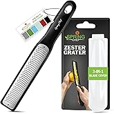 Spring Chef Premium Lemon Zester Grater with Handle - Fruits, Garlic, Chocolate, Nutmeg, Ginger Grater - Heavy Duty Kitchen T