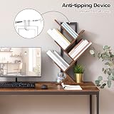 HOOBRO Tree Book Shelf 71 cm 4-Tier Small Bookcase Rustic Brown Black view 4