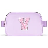 Uygafly Gifts for Girls Teens Kids - Birthday Gifts for Daughter Sister Her,Teen Girl Essentials,Travel Essentials,Cute Teen Trendy Stuff Waist Packs Belt Bag Crossbody Bag | Lavender,Initial V