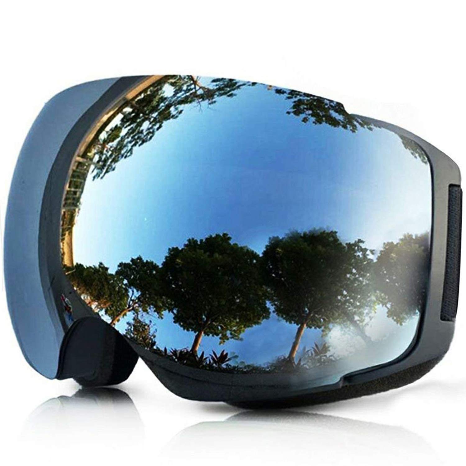 TUONROAD Maschera da Sci Snowboard Trattamento Protezione Super grandangolo Goggles Maschera Occhiali antinebbia UV400 Anti Nebbia Completa per Adulti e Adolescenti S-Silver