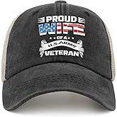 zhusear Proud Wife of A U.s.Army Veteran Golf Hat Mens Outdoor Hat AllBlack Gifts for Dad Golf Cap