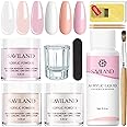 SAVILAND Acrylic Nail Kit Starter: Clear Pink Nude Acrylic Powder Monomer Acrylic Nail Liquid Nail Brush Nail Files Forms Press On Nails Kits Acrylic Set Home Practice