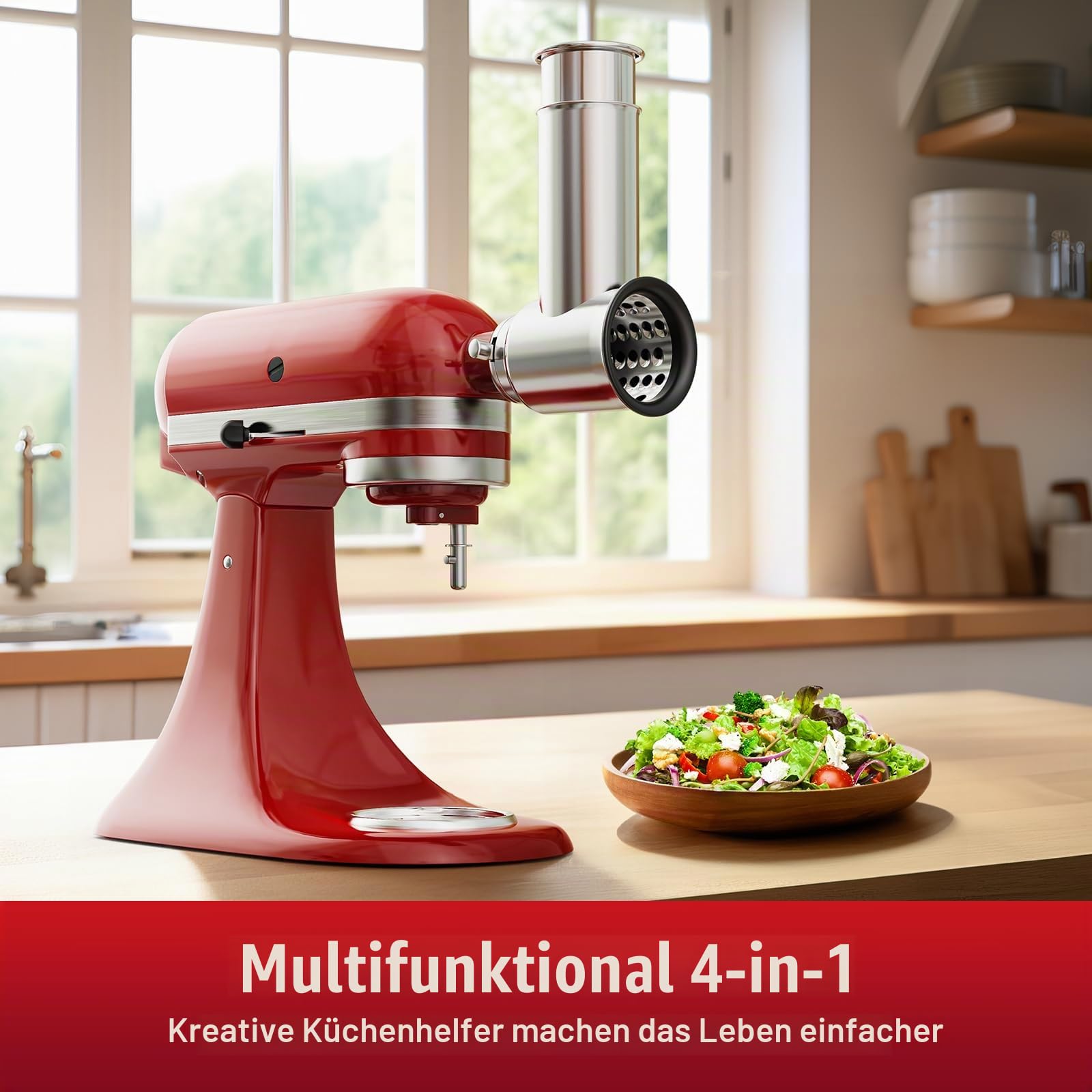 GVODE Edelstahl-Hobel-Shredder-Aufsatz für KitchenAid Mixer, Gemüseschneider für KitchenAid Zubehör mit 4 Edelstahlklingen, spülmaschinenfest (Silber) 2