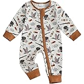 Baby Boy Fall Outfit Newborn Mallard Duck Deer Romper Long Sleeve Zip Up Onesie Bodysuit Overalls Camo Hunting Clothes