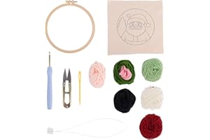 Punch Needle Kit for Beginners, Christmas Embroidery Craft with Santa Claus & Christmas Tree Patterns DIY Punch Cross Stitchi