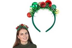 CIEHER Christmas Headband Red Green and Gold Tone Christmas Holiday Bells Headbands for Women Christmas Hair Accessories for Christmas Decorations New Years Eve Party Supplies