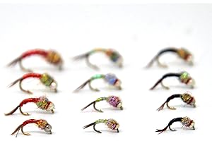 Outdoor Planet 12 Psycho Prince/Anato May/PMX/Parachute Hopper Dry Flies and Nymph Flies for Trout Fly Fishing Flies Lure Assortment