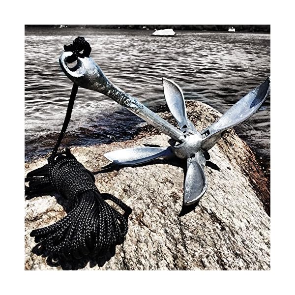 BEST-Kayak-Anchor-for-Canoes-Jet-Skis-Dinghy-SUP-Paddleboard-Small-Boats-35lbs-Galvanized-Iron-Anchors-Include-a-40-FT-Marine-Rope-Buoy-Ball-Stainless-Steel-Hook-Yak-Angler-Fishing
