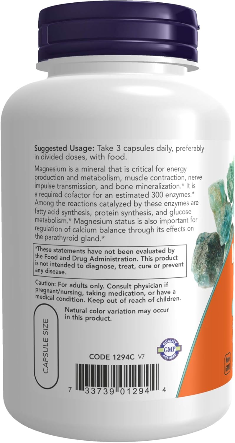 NOW Supplements, Magnesium Citrate, Enzyme Function, Nervous System Support, 120 Veg Capsules: Health & Personal Care