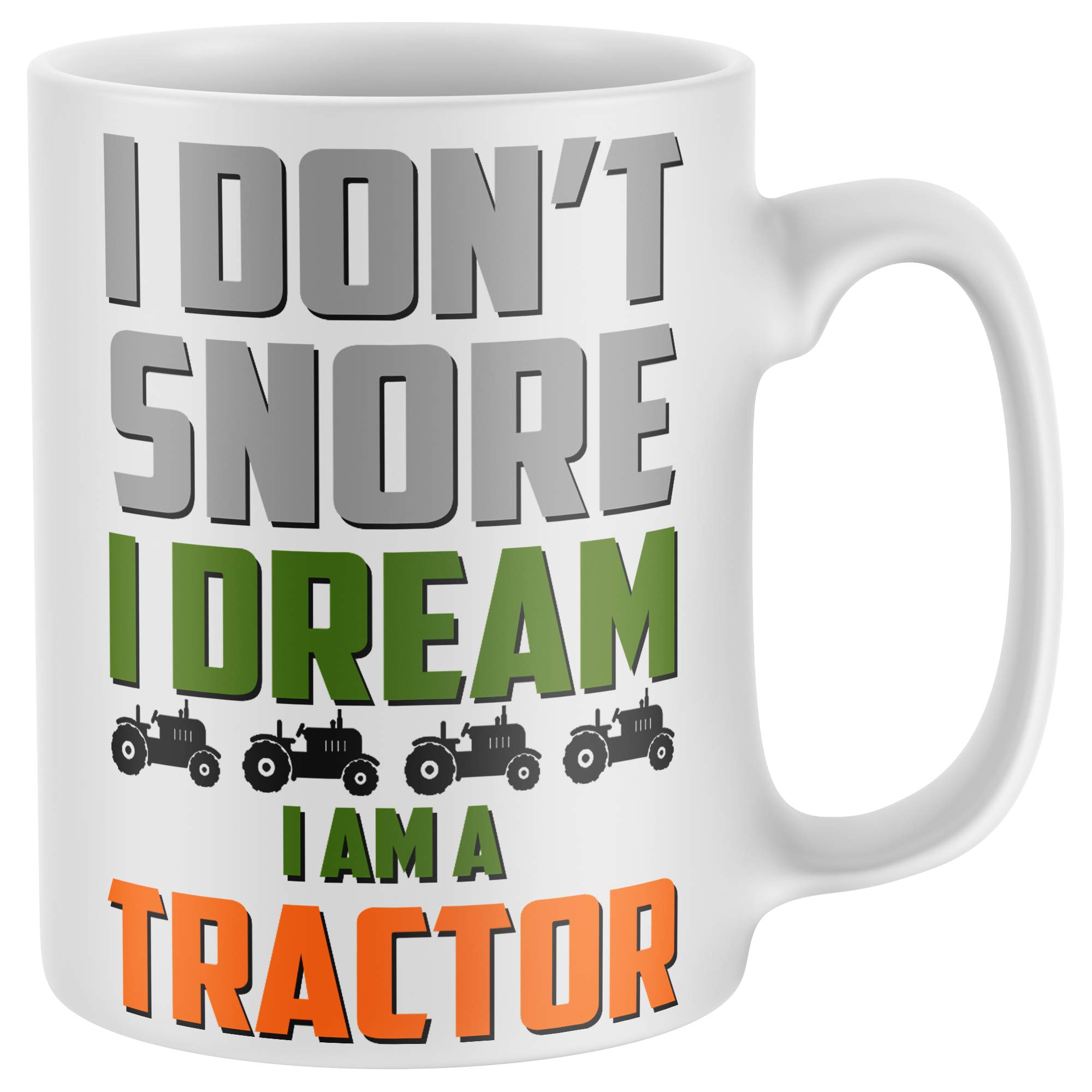 Purple Print House Dont Snore Dream Im a Tractor, Farming Gifts for Men, Funny Mug, Novelty Mugs, Cows Idea Grandad Dad Tractor Farmer, White, One Size