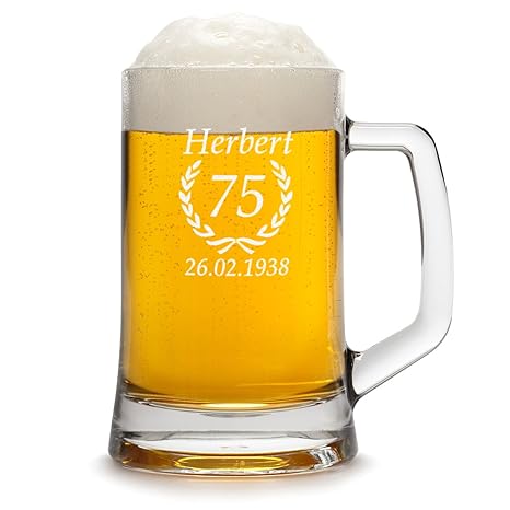 polar-effekt Bierkrug Personalisiert mit Gravur eines Namens, Jahreszahl und Geburtsdatum - Bierseidel Geschenk zum Geburtsta