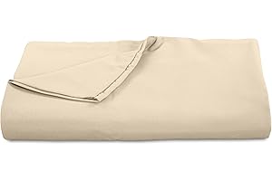ROYALE LINENS 300 Thread Count 100% Long Staple Combed Cotton Flat Sheet - Super Soft - Top Sheet - Twin Flat Sheet Sold Separately - Breathable, Cool & Crisp Percale Flat Sheet Only (Twin, Cream)