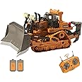 OrgaNatureQueen 9-Channel Metal RC Bulldozer with Lights and Sound - Remote Control Heavy Equipment Construction Vehicles Dozer Toys for Adults Kids Boys Ages Year 3 4 5 6 7 8 9 10 11 12 13+