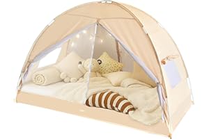 LEEDOR Bed Canopy for Kids/Adults,Mosquito Net & Privacy Tent 2-in-1 Bed Tent,Air Ventilation Mesh & Blackout Cloth Double Design Dream Tent,Indoor Safety Bed Tent for Girls/Boys Twin (No Mattress)