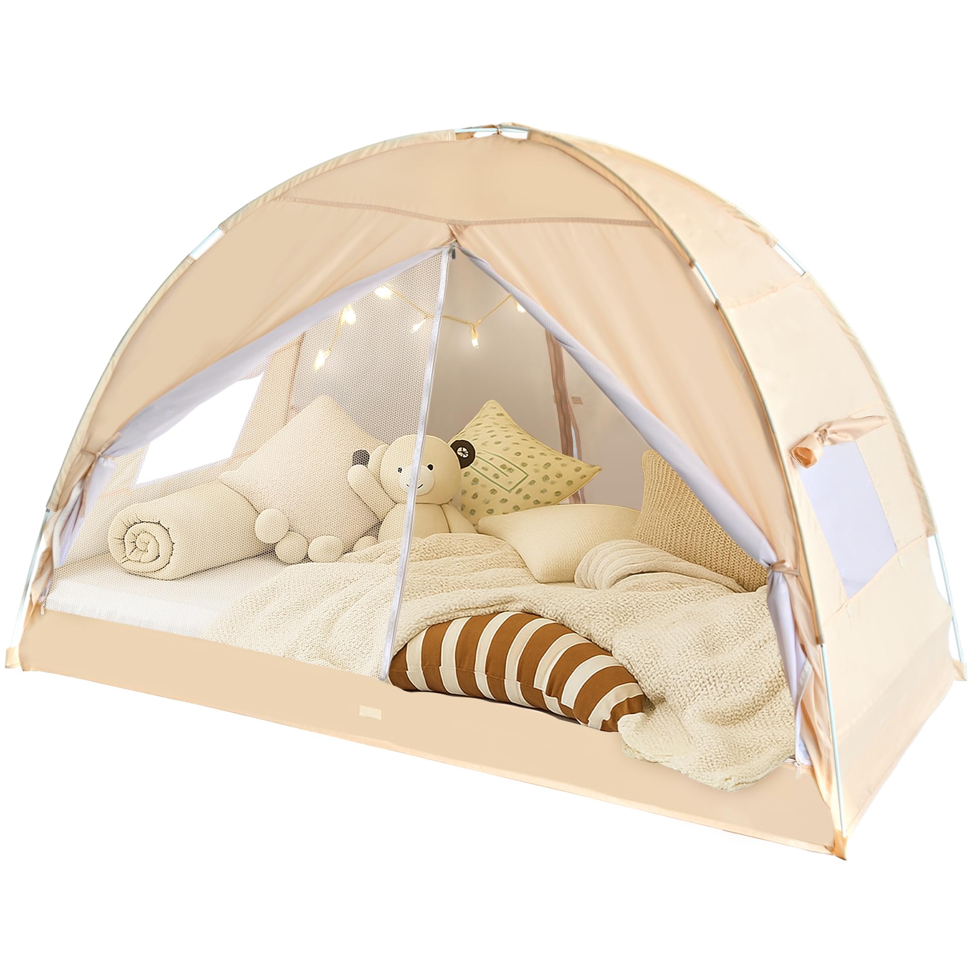Photo 1 of LEEDOR Bed Canopy for Kids/Adults,Mosquito Net & Privacy Tent 2-in-1 Bed Tent,Air Ventilation Mesh & Blackout Cloth Double Design Dream Tent,Indoor Safety Bed Tent for Girls/Boys Full