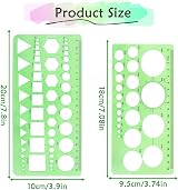 RIVIEVAL 2 Pcs Circle & Geometric Stencils Plastic Drawing Templates Green view 2